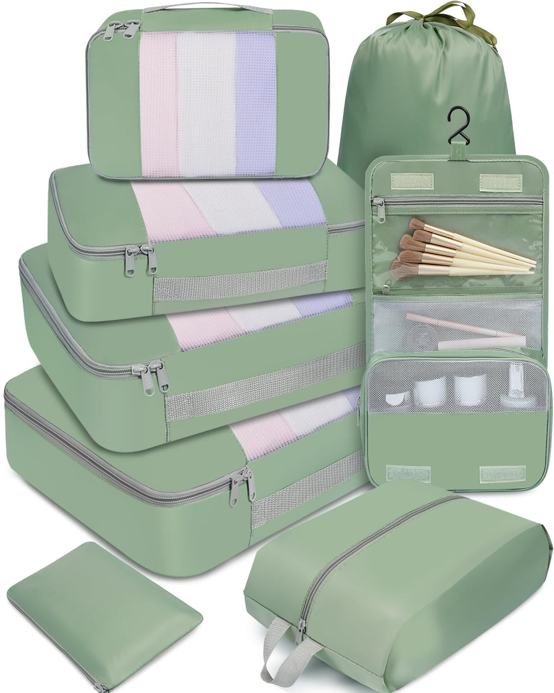 BAGAIL 8er-Set Packwürfel in verschiedenen Grössen Packorganizer für Reisezubehör Handgepäckkoffer –