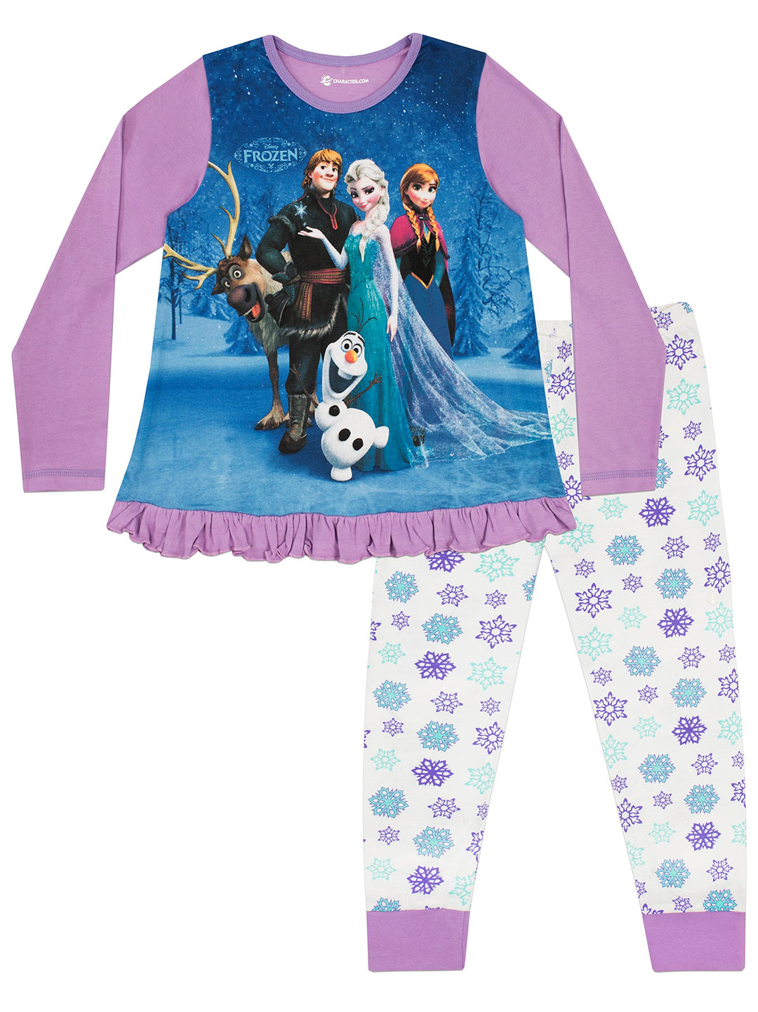 Disney Frozen Schlafanzug | Die Eiskönigin Pyjama Mädchen | Anna ELSA Kristoff Olaf & Sven | Prinzes
