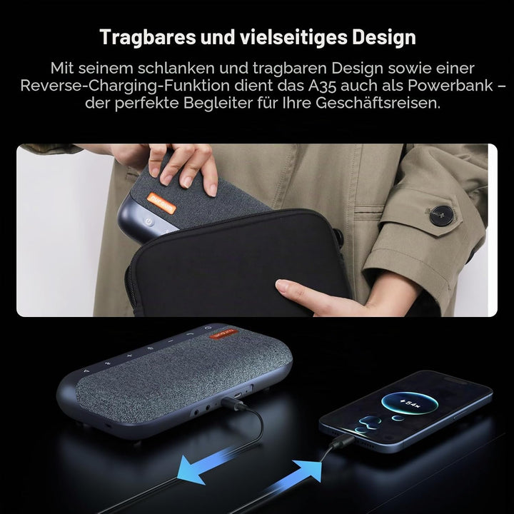 Nuroum A35 Konferenzlautsprecher und Mikrofon, AI-Powered Noise Cancelling, 32kHZ 13ft Voice Pickup/
