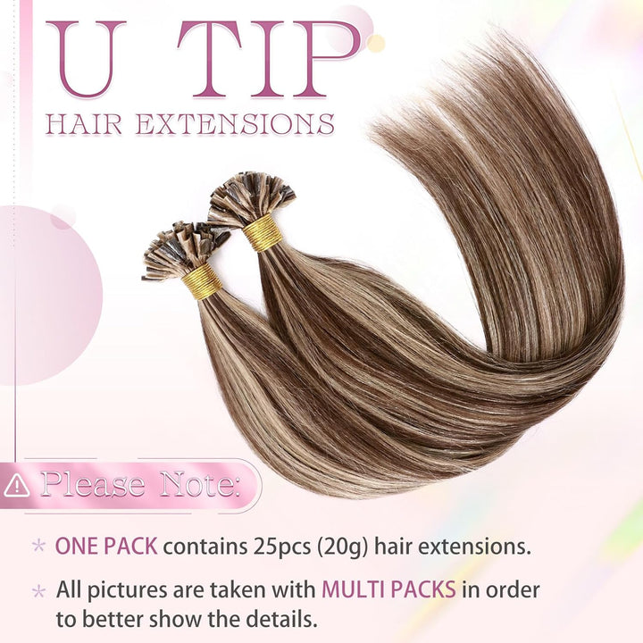 Elailite Extensions Echthaar Bondings Haarverlängerung Balayage U-tip Keratin Haar Extension Glatt 2