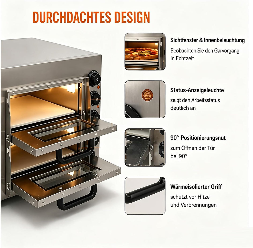 Kommerzieller Pizzaofen 14-Zoll mit 50-350°C &amp; 60min Timer