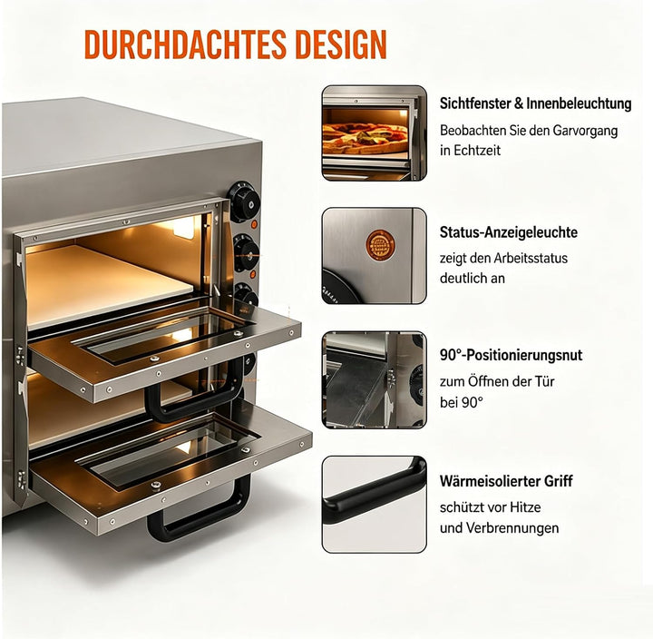 Kommerzieller Pizzaofen 14-Zoll mit 50-350°C &amp; 60min Timer