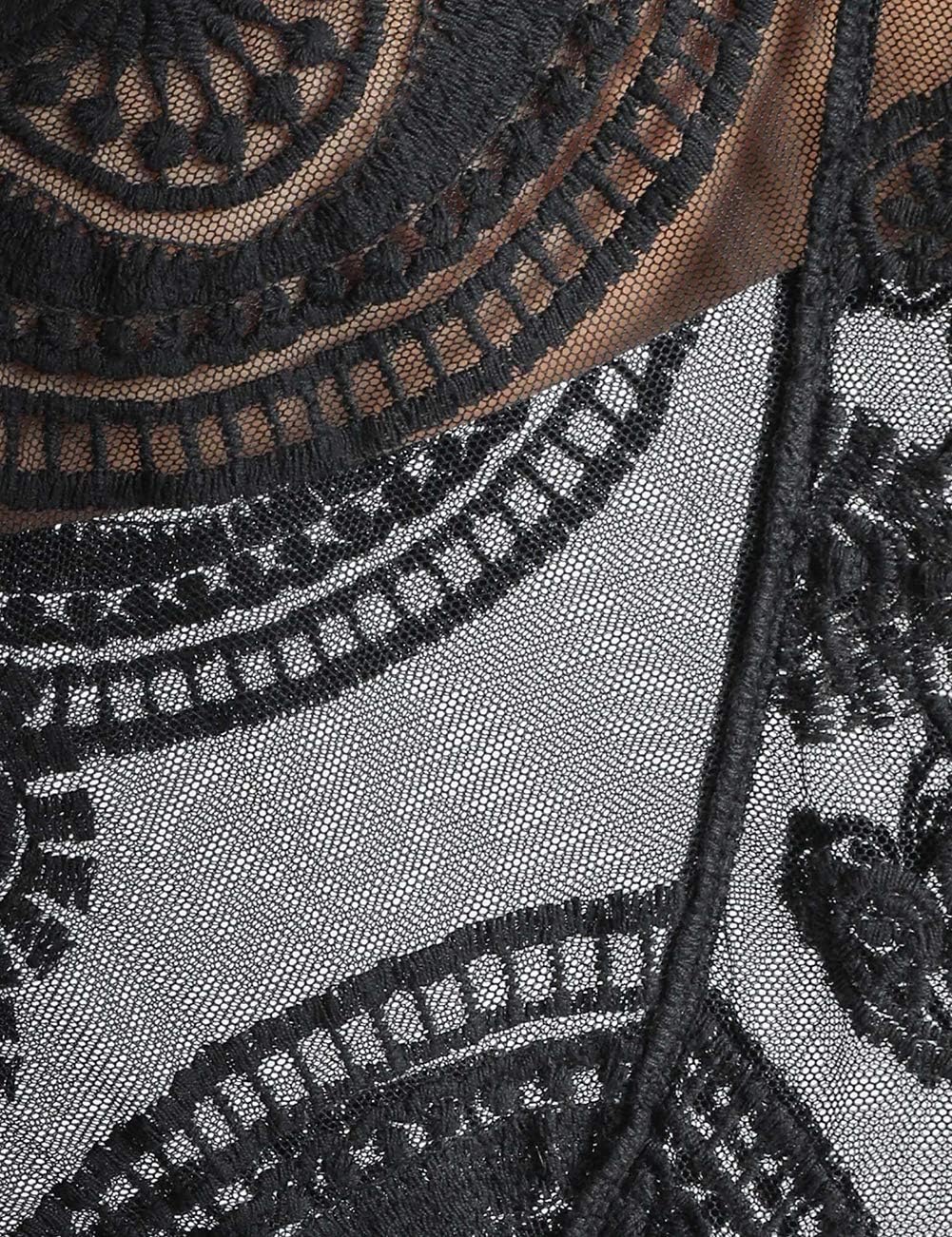 Bsubseach Badeanzug Cover Up für Frauen Lace Sheer Floral Kimono Cardigans Mesh Long Strand Dress E-