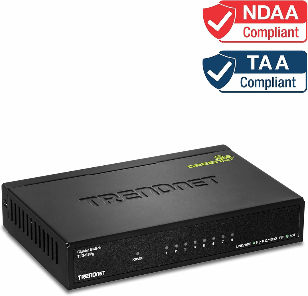 TRENDnet TEG-S82G 8-Port Gigabit GREENnet Switch, Ethernet Splitter, 10/100/1000 Mbps, Lüfterlos, 16