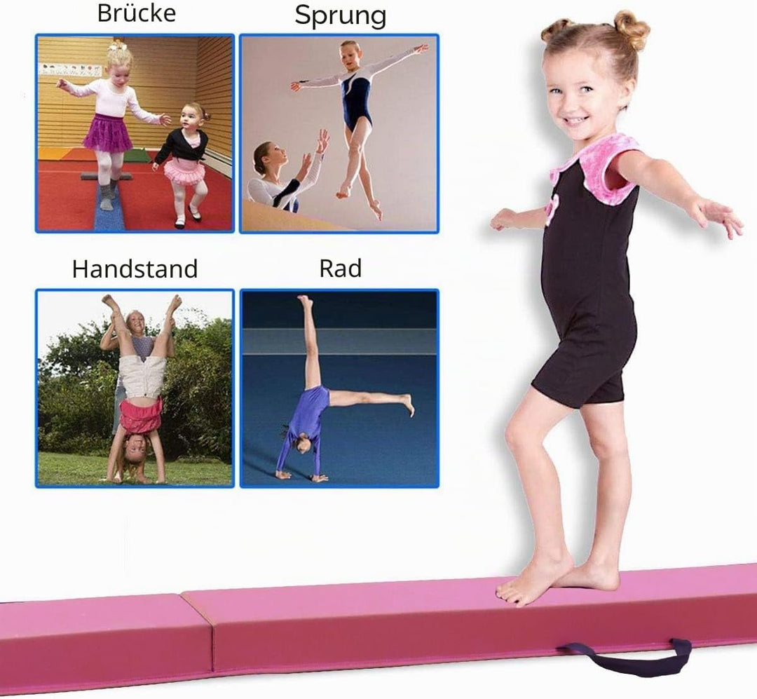 FBSPORT Schwebebalken Kinder Faltbarer Balken Turnen Balance Beam für Zuhause Training Klappbarer Sc