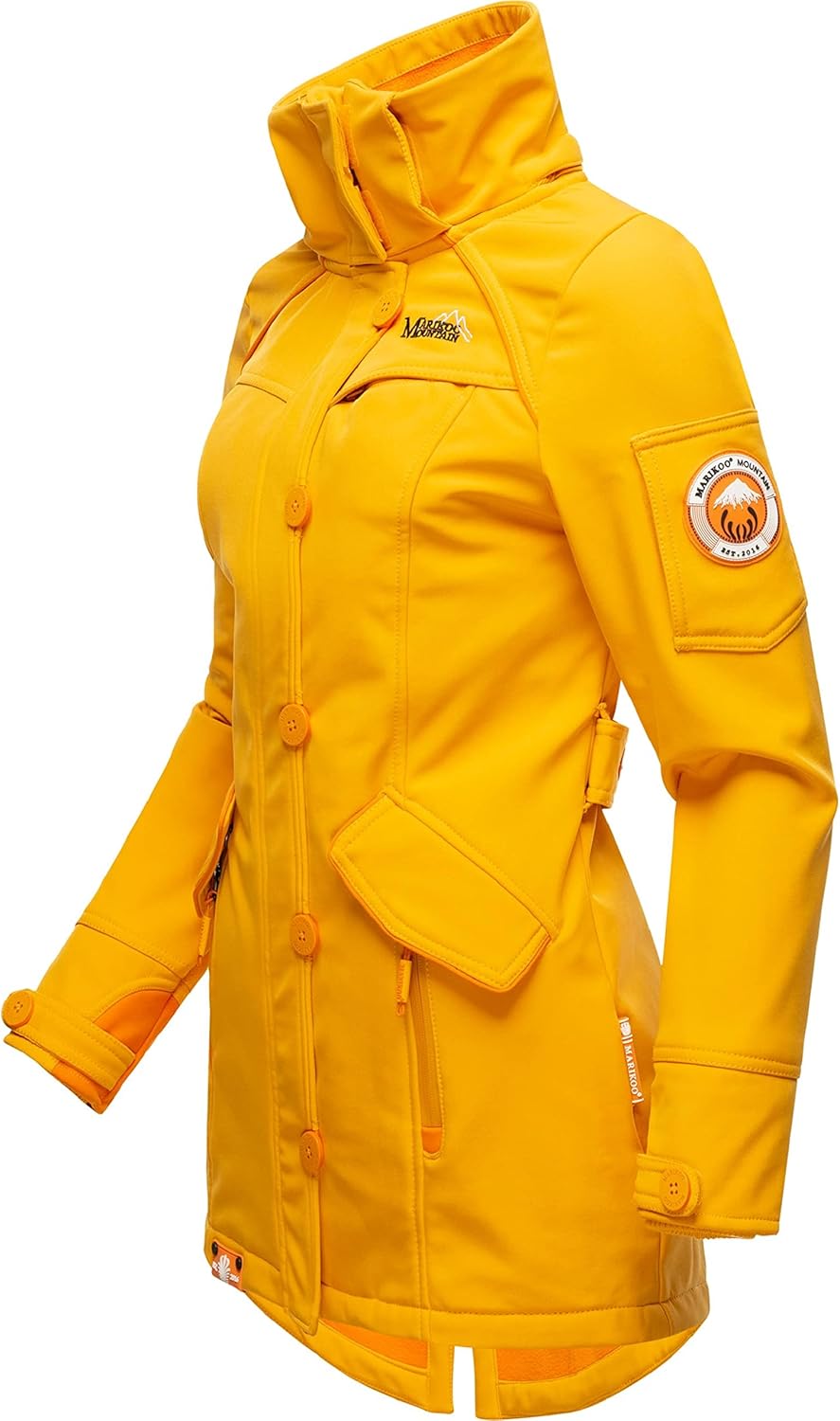 MARIKOO Damen Outdoor Parka Kurzmantel Outdoor Mantel wasserdicht mit Kapuze Soulinaa XS Amber Yello