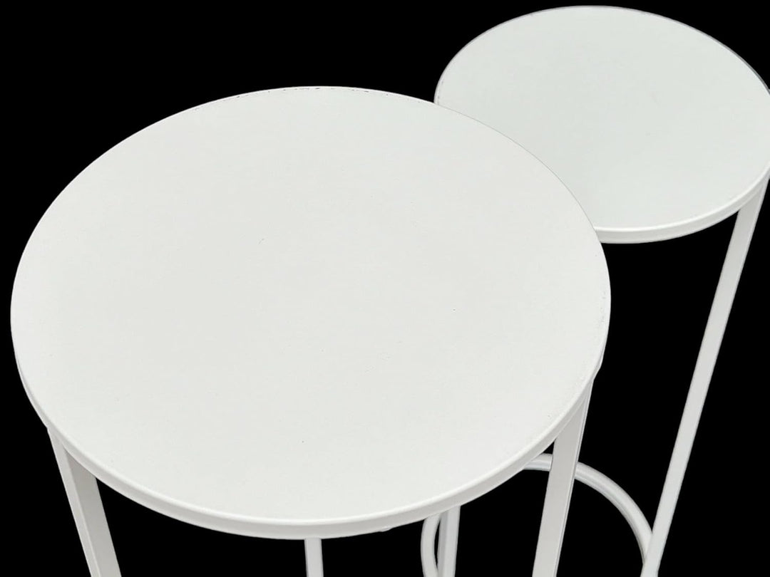 DanDiBo Blumenhocker Metall Weiss Rund Blumenständer Beistelltisch 96483 2er Set Blumensäule Modern