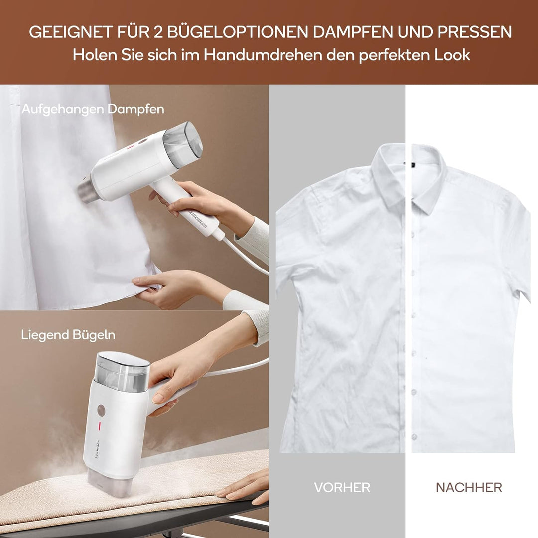 Newbealer Steamer Dampfglätter, 1200W Dampfbügeleisen Reise für Kleidung, 2 Dampfstufen Reisebügelei