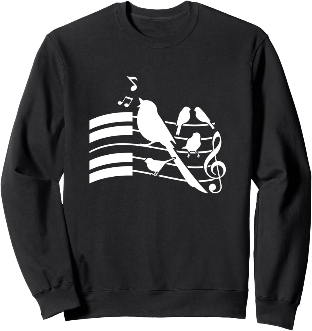Zwitschern Vogel Singen Gesang Noten Piano Pianist Geschenk Sweatshirt