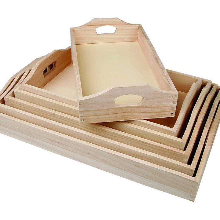 Creotime ‎57522 Holztablett-Set 6 Stück Verschiedene Grössen Tablett