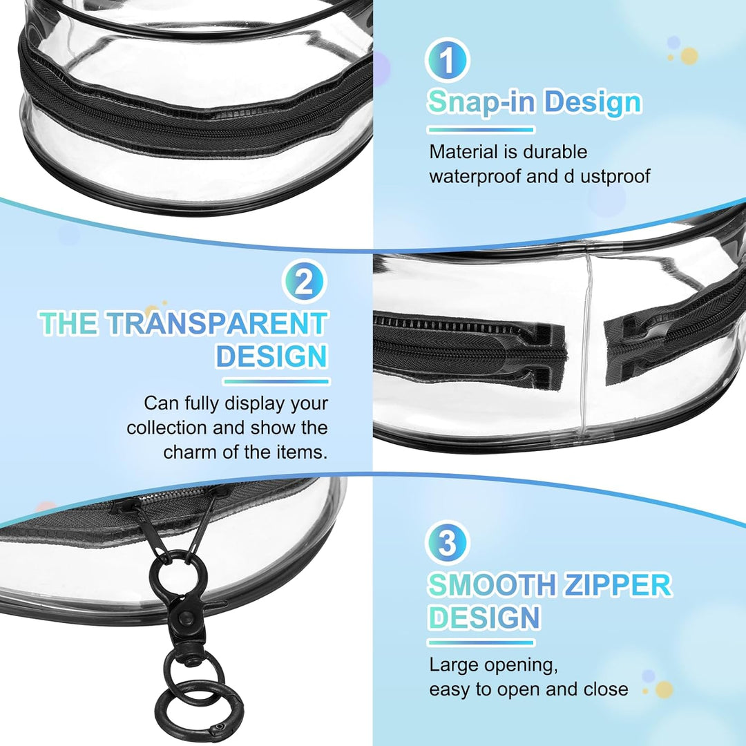 QUARKZMAN Transparent Schlüsselanhänger Figuren Display Tasche 15,5x8x18,5cm PVC Ovale Tragbare Pupp