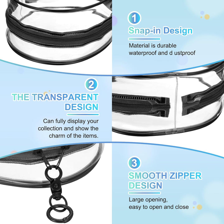 QUARKZMAN Transparent Schlüsselanhänger Figuren Display Tasche 15,5x8x18,5cm PVC Ovale Tragbare Pupp