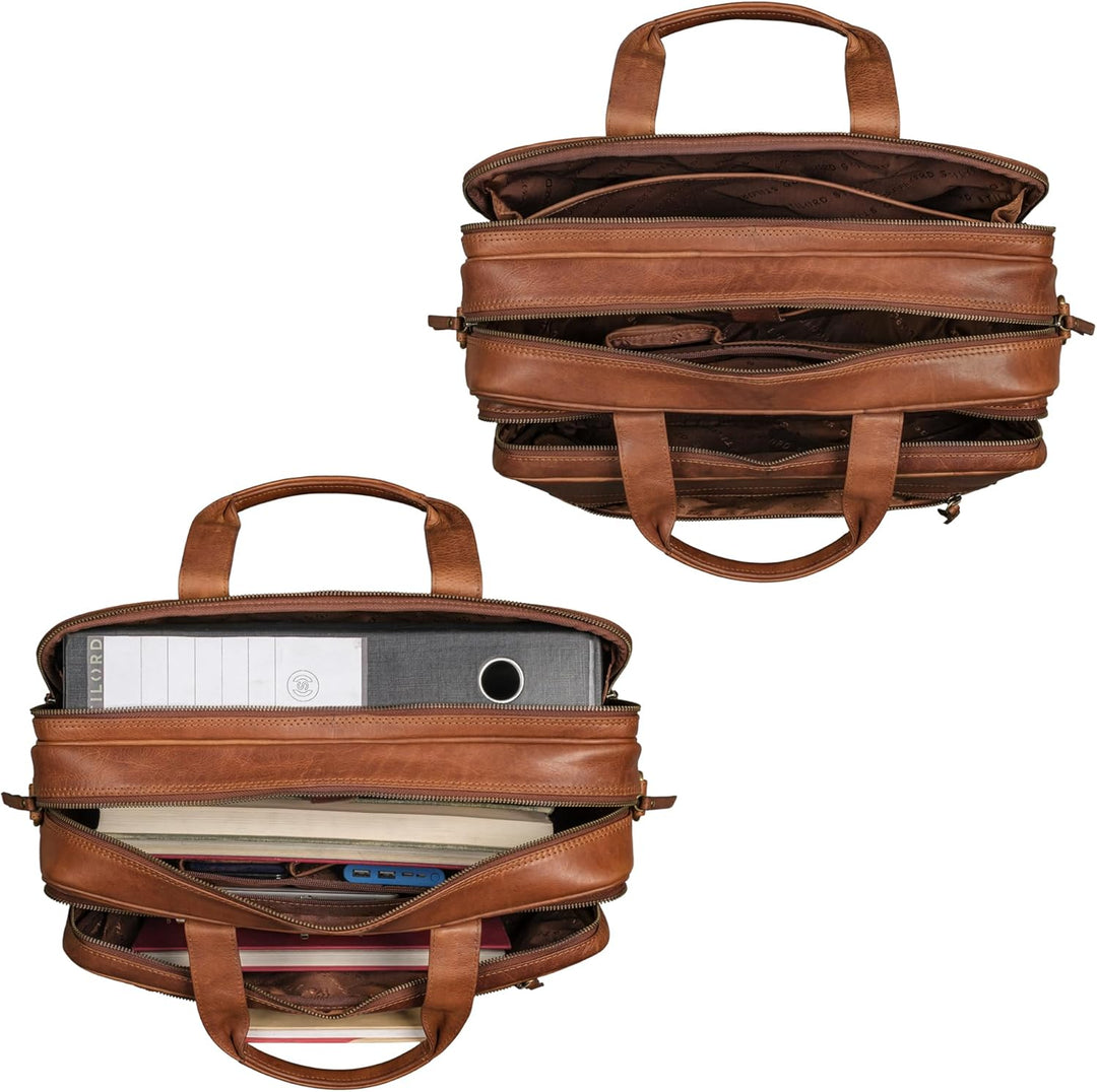 STILORD "Ace Aktentasche Leder Herren Damen Gross Business Tasche Echtleder Vintage für Laptop 15,6