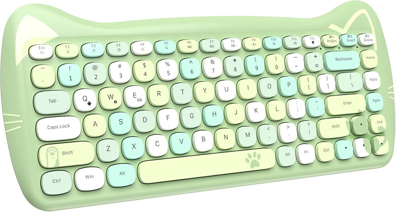 ZIYOU LANG 3060i Wireless Cute Computer Tastatur, Lovely Cat Retro Silent Slim Bluetooth Tastatur, R