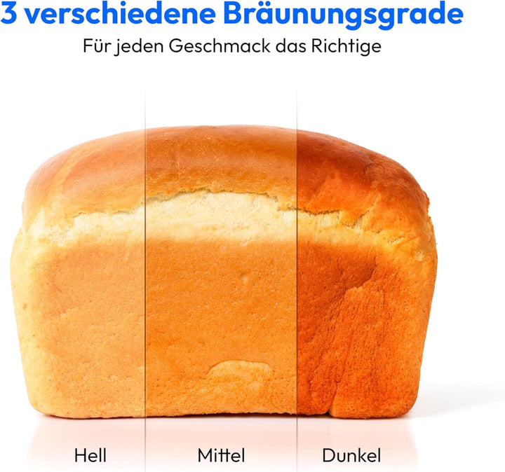 MEDION Brotbackautomat (Brotbackmaschine, 550 Watt, bis zu 1000g, 19 Backprogramme, 3 Bräunungsgrade