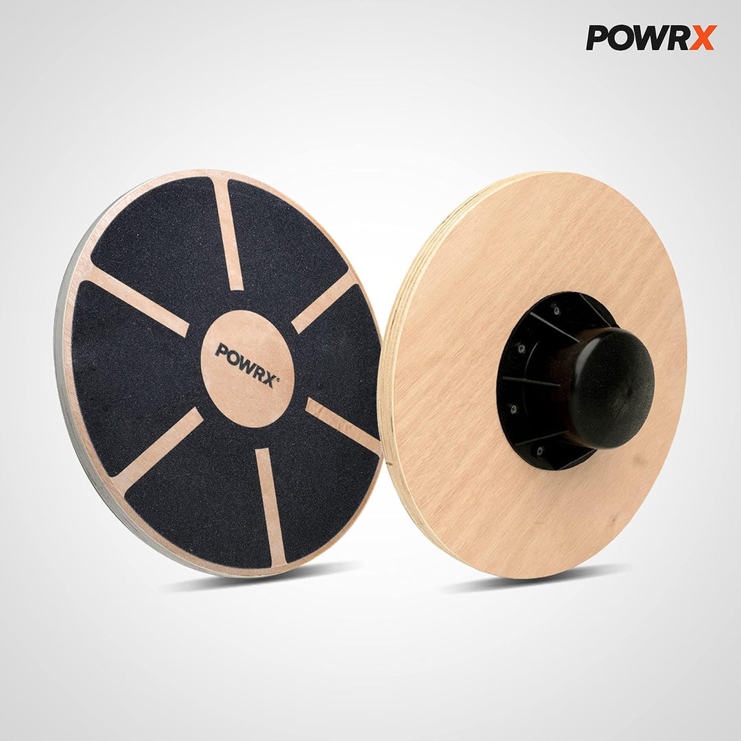 POWRX Balance Board aus Holz - Gleichgewichtstrainer | Bewegungskreisel für Physiotherapie inkl. Wor