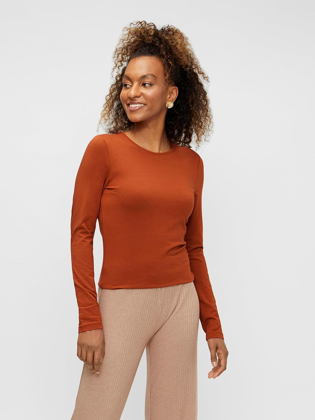 PIECES PCSIRENE LS Tee NOOS, XS 1x Burnt Orange, 1x Kale, 1x Walnut