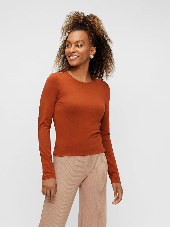 PIECES PCSIRENE LS Tee NOOS, XS 1x Burnt Orange, 1x Kale, 1x Walnut
