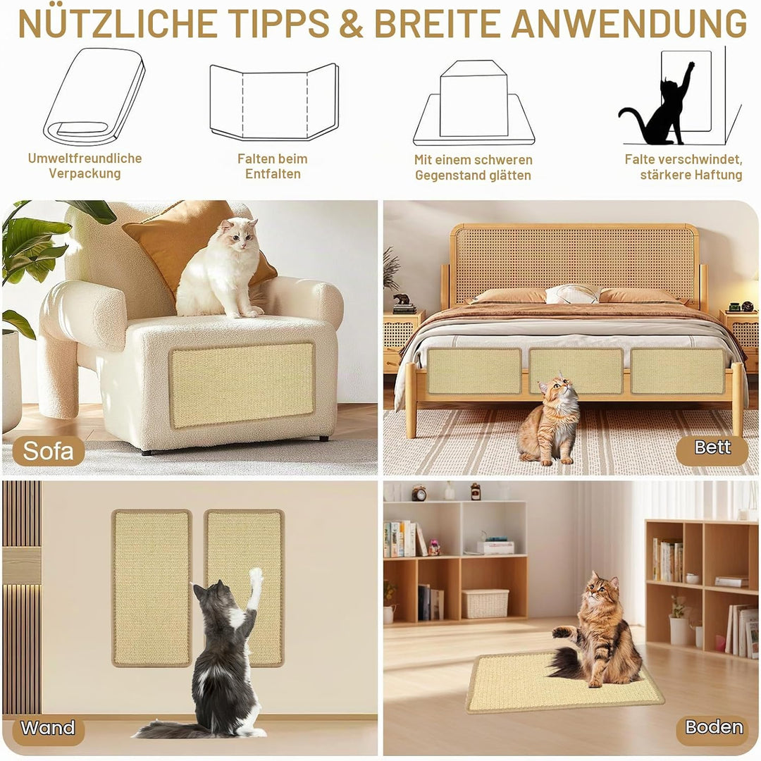 3 Stück Kratzbretter Katze Sisal Kratzmatte Katze Wand 40 x 20 cm Widerstandsfähig Katzen Kratzbrett