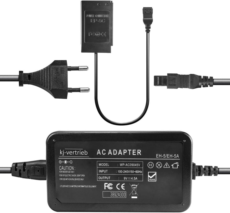 kj-vertrieb Netzteil mit Akkuadapter EP-5C für Nikon 1, 1 J1, 1 J2, 1 J3, 1 S1, CoolPix A, 1 AW1 - e