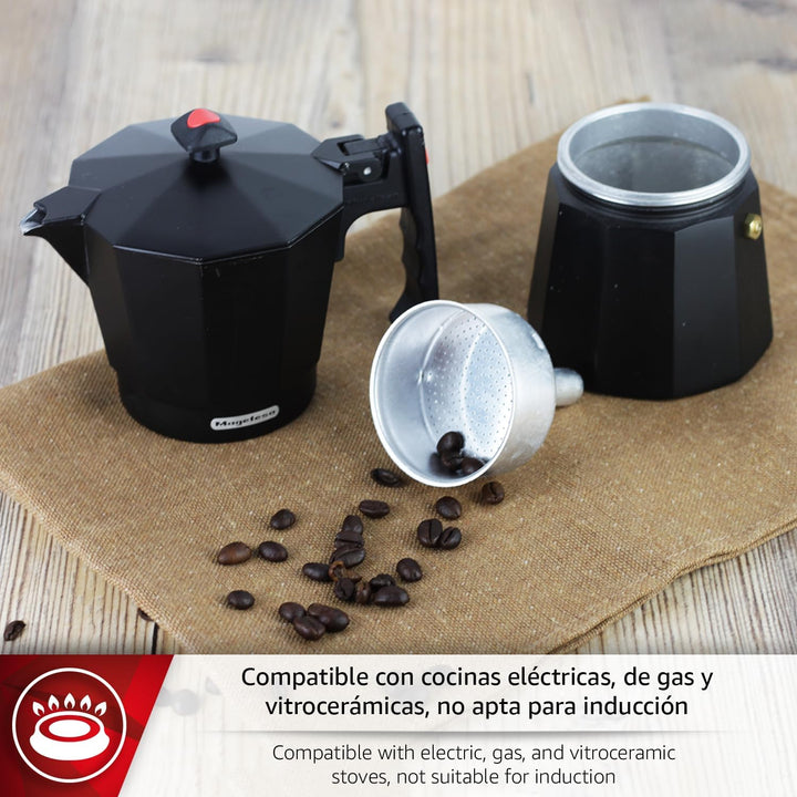 Magefesa Colombia Noir - Espressokocher für 12 Tassen, 600 ml, Extra Dickes Aluminium, für alle Herd