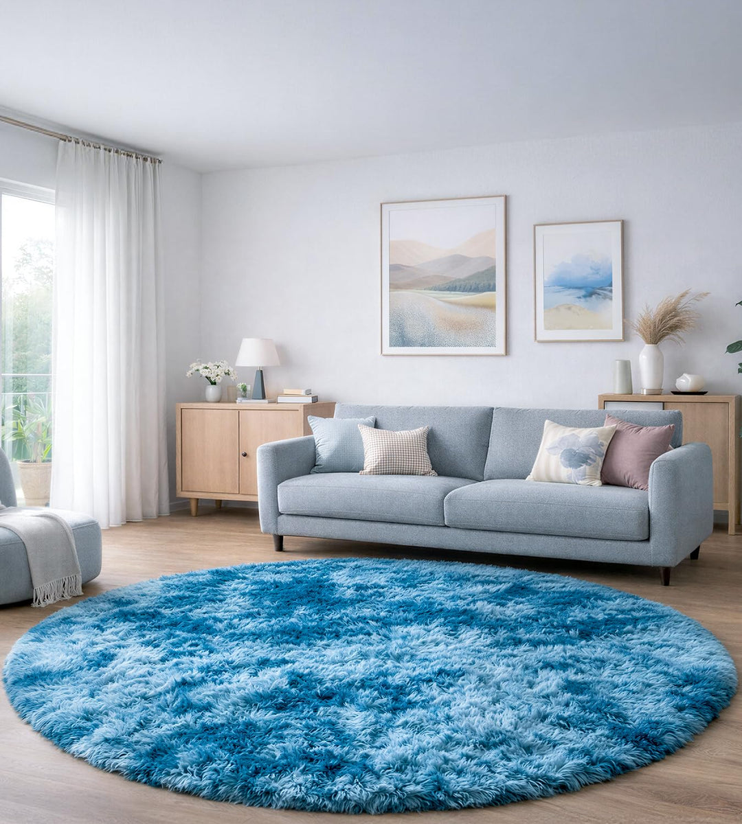 ROHATIM Schlafzimmer Plüsch Teppich Rund,Flauschiger Teppich für Wohnzimmer,modernes Wohnzimmer,Mädc