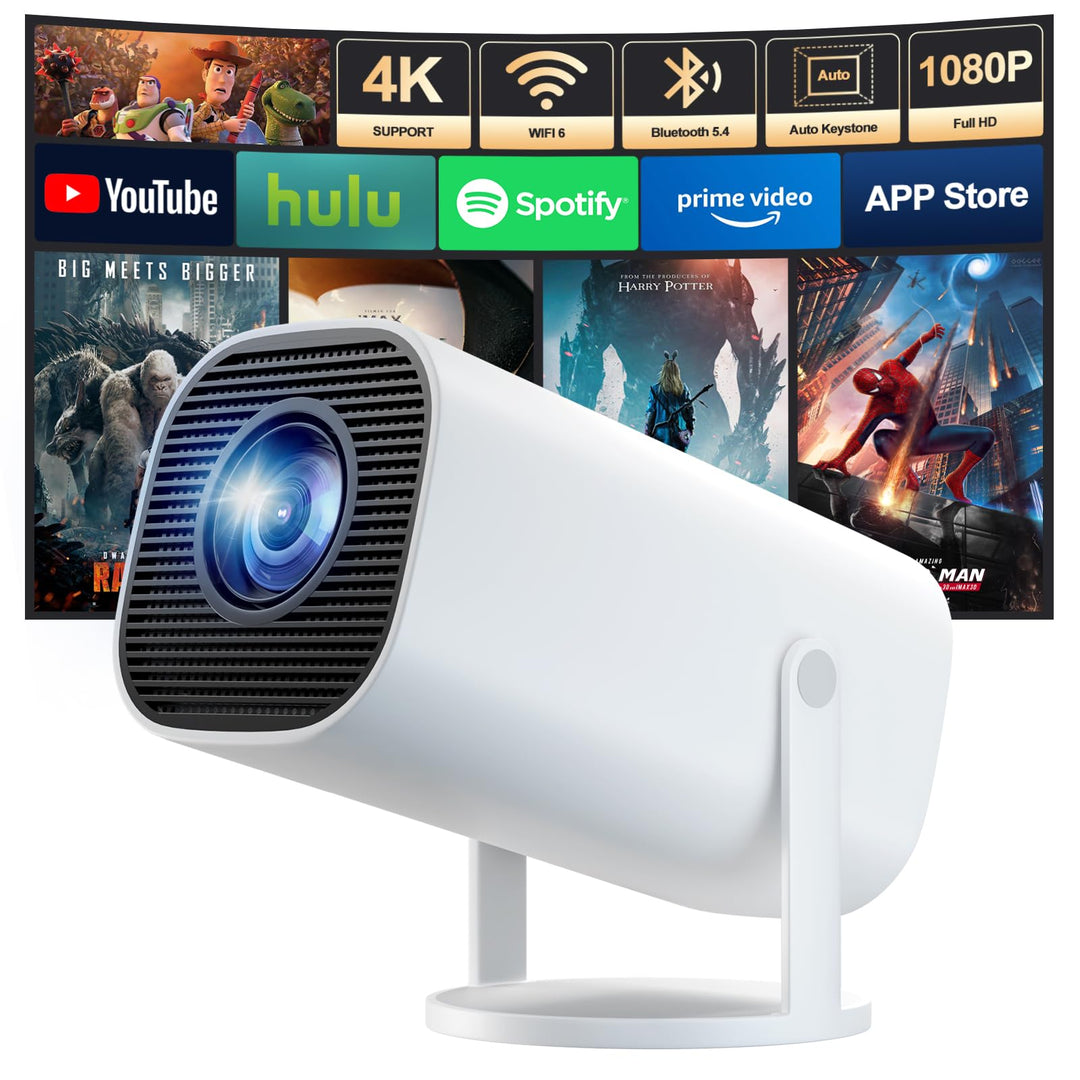 Mini Beamer 4K Full HD 1080P, Projektor Tragbarer mit WiFi 6 und Bluetooth 5.4, Beamer Klein Project