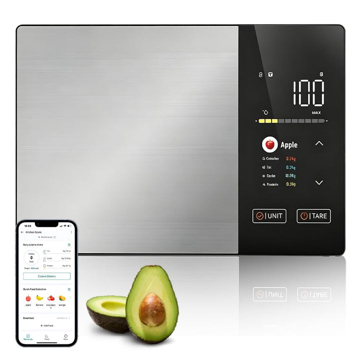 Küchenwaage Digital, SGZIOO Food Scale, Lebensmittelwaage mit TFT Farbdisplay Kalorienrechner Kosten