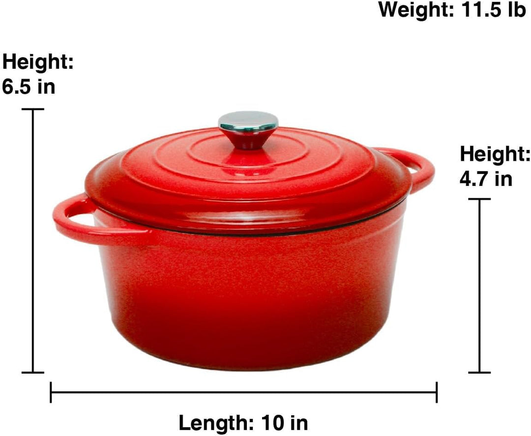 Gusseisen Topf 5L Ø 26cm - Emaillierter Schmortopf mit Deckel, Gusseisen Bräter für Brot backen & Br