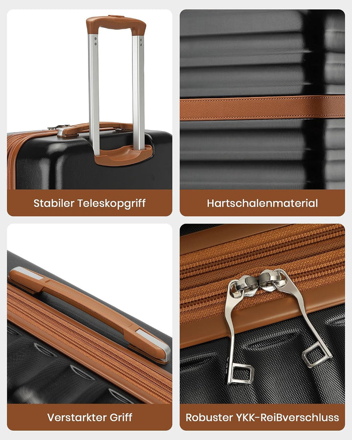 KONO Koffer 5er Set Hartschalenkoffer ABS+PC, Handgepäck/Mittel/Gross Reisekoffer mit TSA Schloss, E