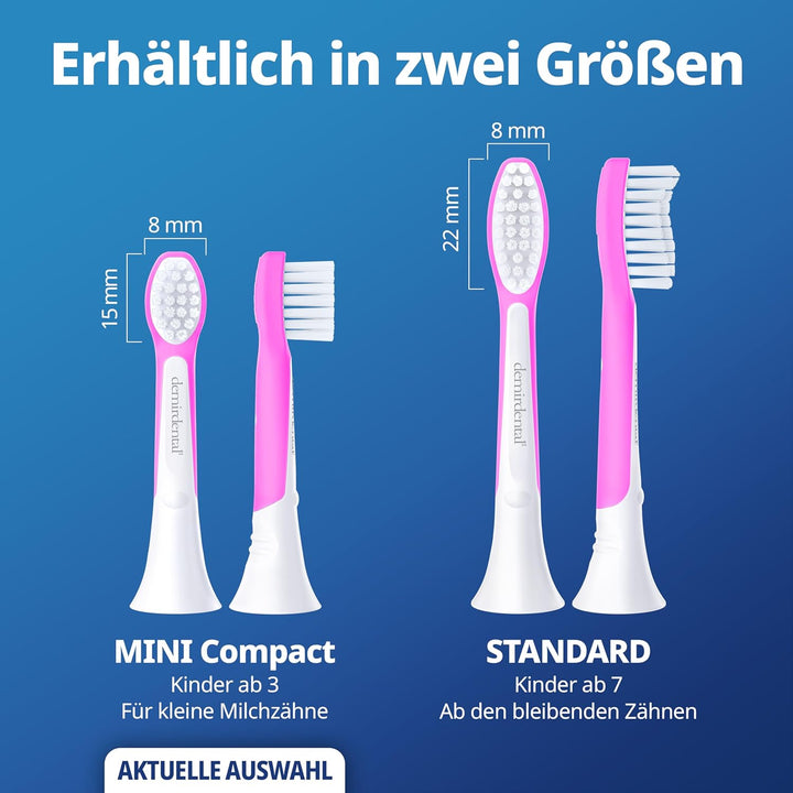 demirdental Kinder Ersatzbürsten passend für Philips Sonicare Kids, Compact Mini Bürstenköpfe für 3-