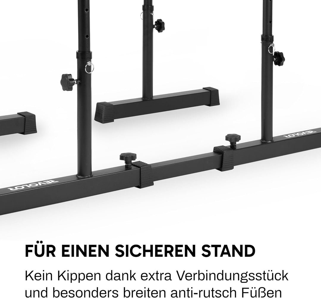 Dip Station Bar Barren – Höhenverstellbar, Breitenverstellbar, bis 200kg belastbar – mit Verbindungs