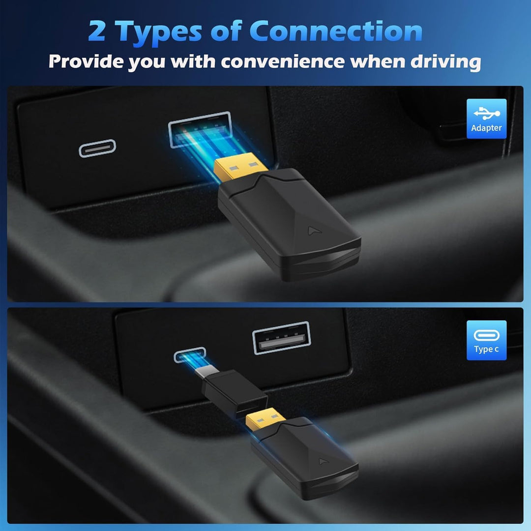 Wireless Android Auto & Carplay Wireless Adapter 2 IN 1, Convert Wired to Wire-less Carplay Dongle,
