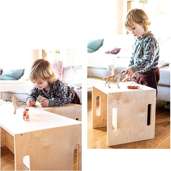 Ehrenkind® Kinder Hocker | Vielseitig & Stabil | Montessori Hocker | Wendehocker aus Birkenschichtho