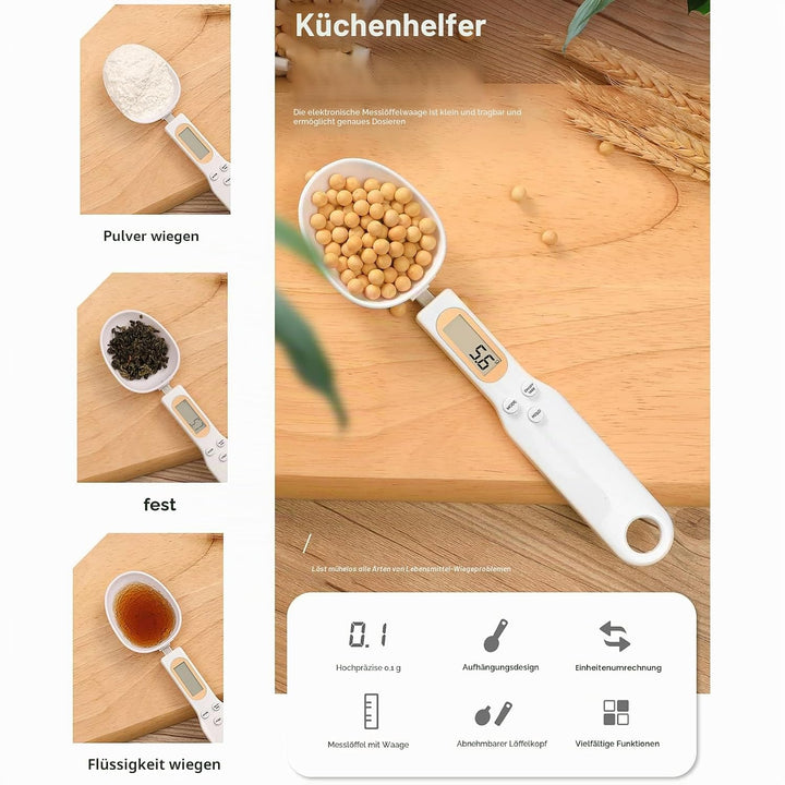 Digitale Löffelwaage für Lebensmittel, 500 g/0,1 g | Digitaler Messlöffel, Elektronischer Wiegelöffe