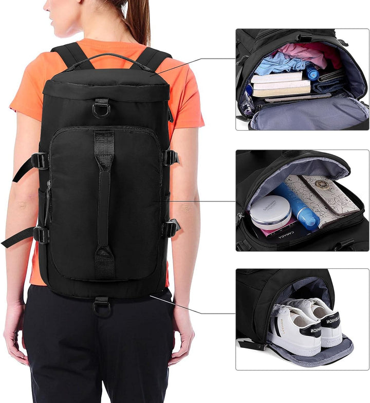 HAWEE Unisex Sporttasche mit Rucksackfunktion Reisetasche mit Schuhfach Gross Reiserucksack Wasserdi