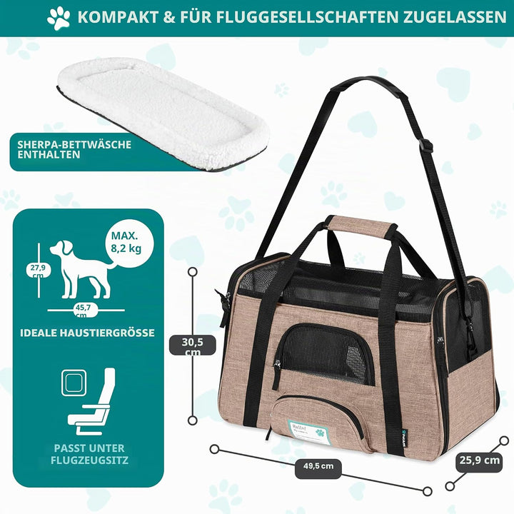 PetAmi Premium Fluggesellschaften zugelassene weiche HaustierReisetasche | belüftetes, komfortables