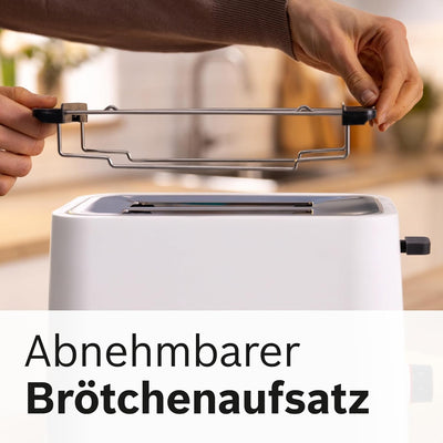 Bosch Kompakt Toaster MyMoment TAT3M121, entnehmbarer klappbarer Brötchenaufsatz, mit Auftaufunktion