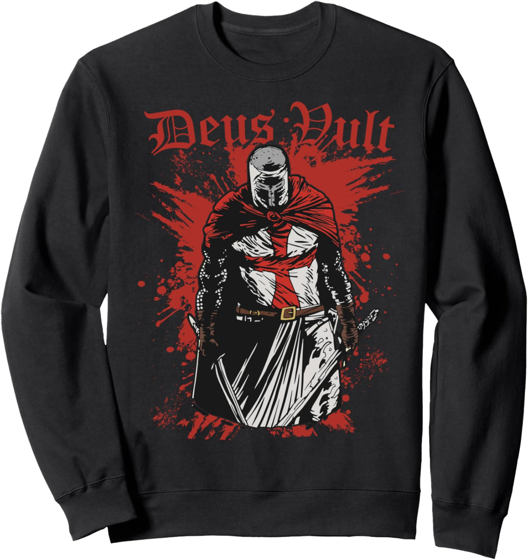 Deus Vult Kreuzritter Tempelritter Mittelalter Sweatshirt