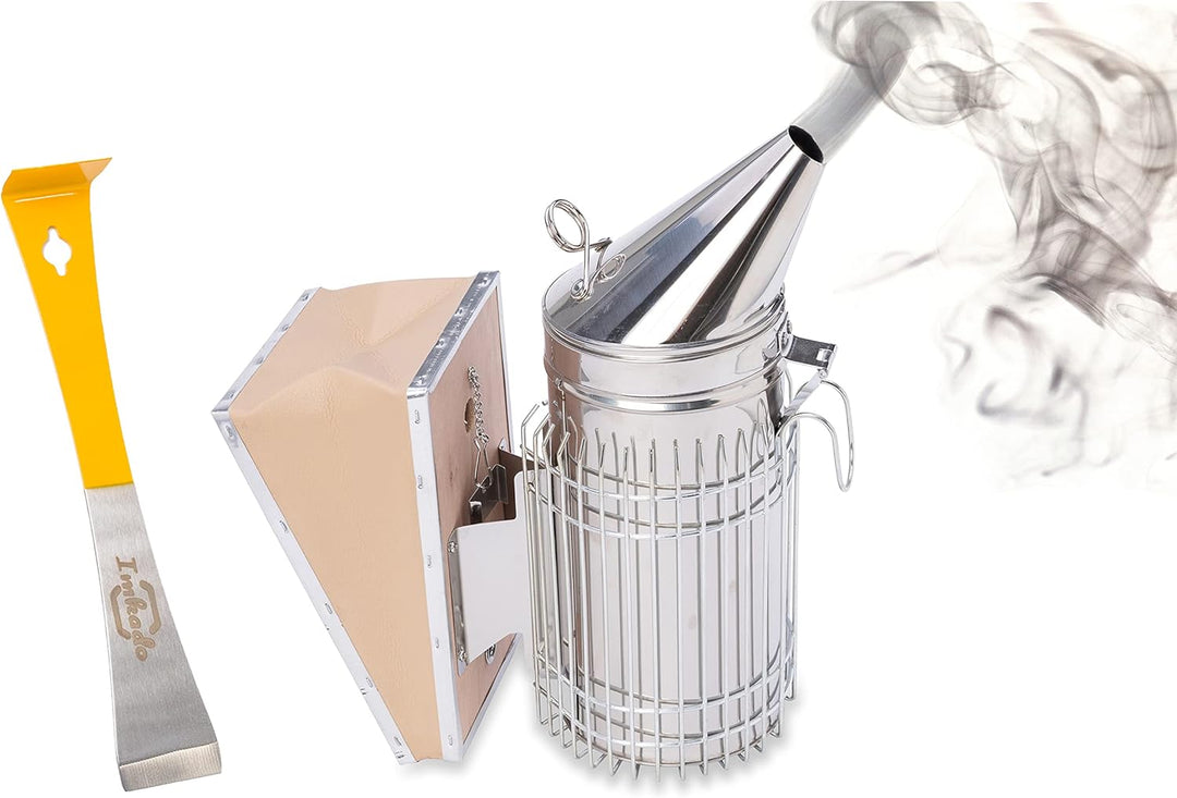 Imkado Imker Set S - Edelstahl Smoker und Stockmeissel *Königin* - Imkereibedarf