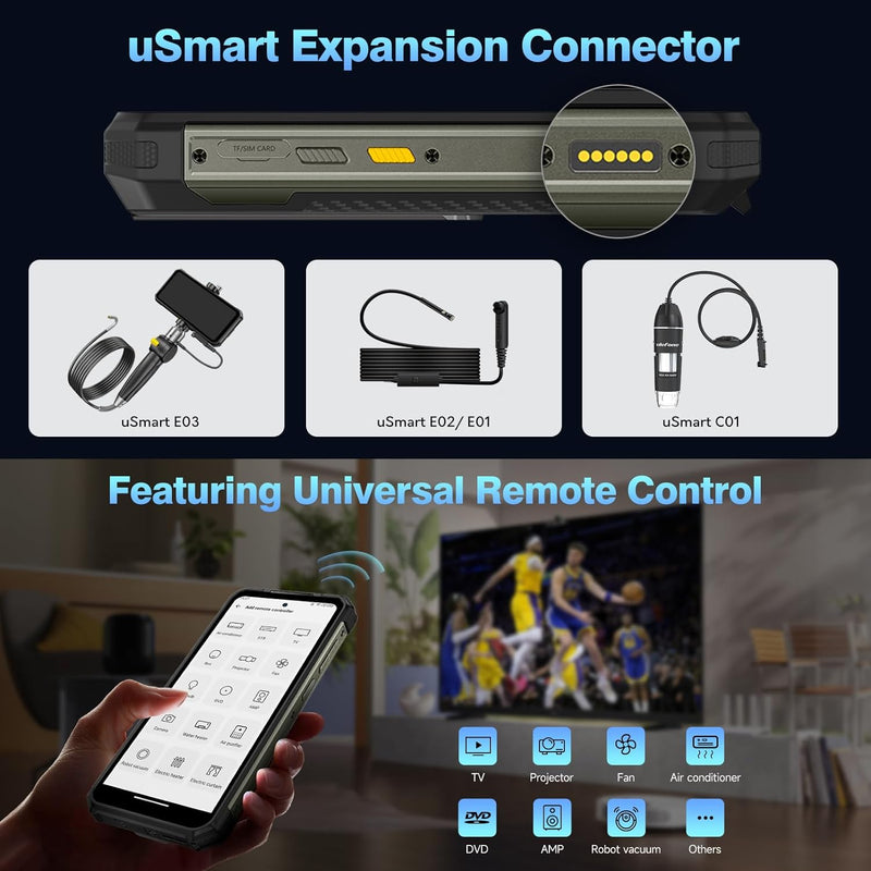 Ulefone Armor 24 Outdoor Handy 22000mAh mit 1000 Lumen Taschenlampe, 24GB + 256GB/2TB SD 64MP+64MP+1
