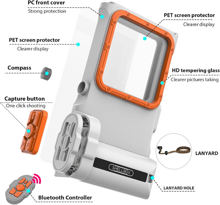 ShellBox wasserdichte Handyhülle 7.0 Zoll Unterwasser Wasserfeste Handy Wasserschutzhülle Handytasch