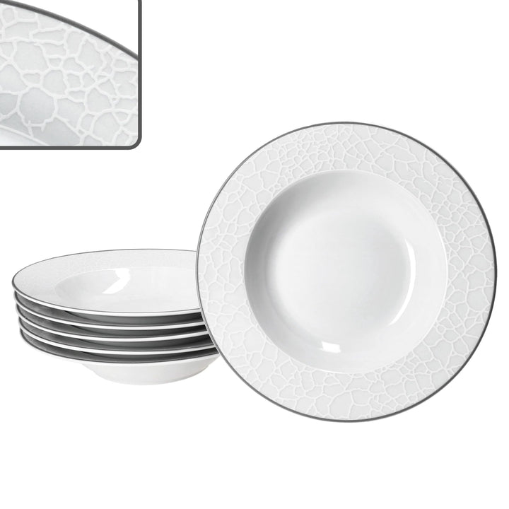 MamboCat 6er Set Venedig Suppenteller I 150ml, Ø21,5cm I weisses elegantes Porzellan Geschirr I 6 Pe