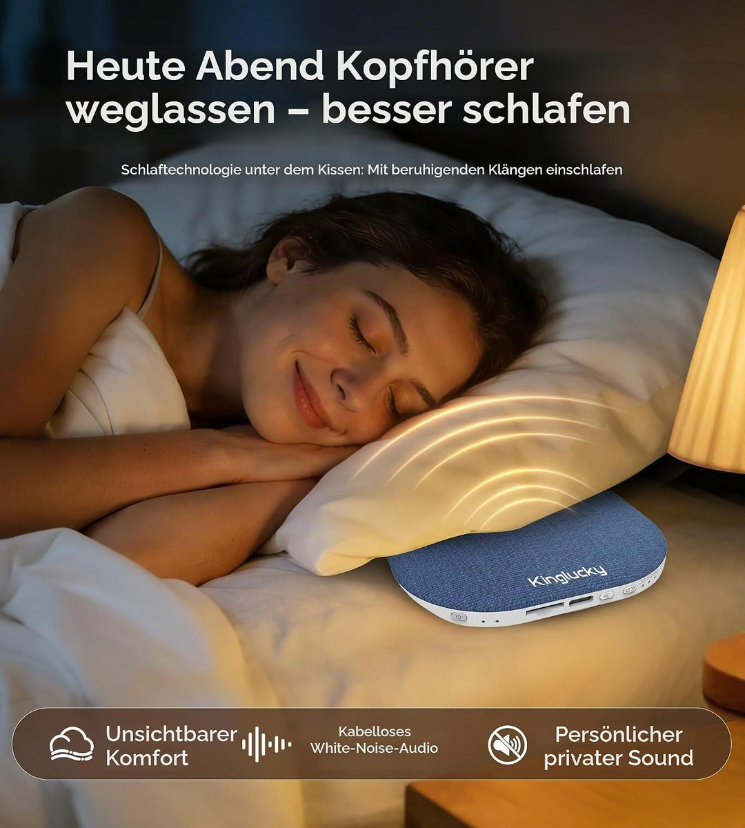 King Lucky Kissen Lautsprecher Bluetooth Klein Regengeräusche zum Einschlafen – Mini Schlaflautsprec