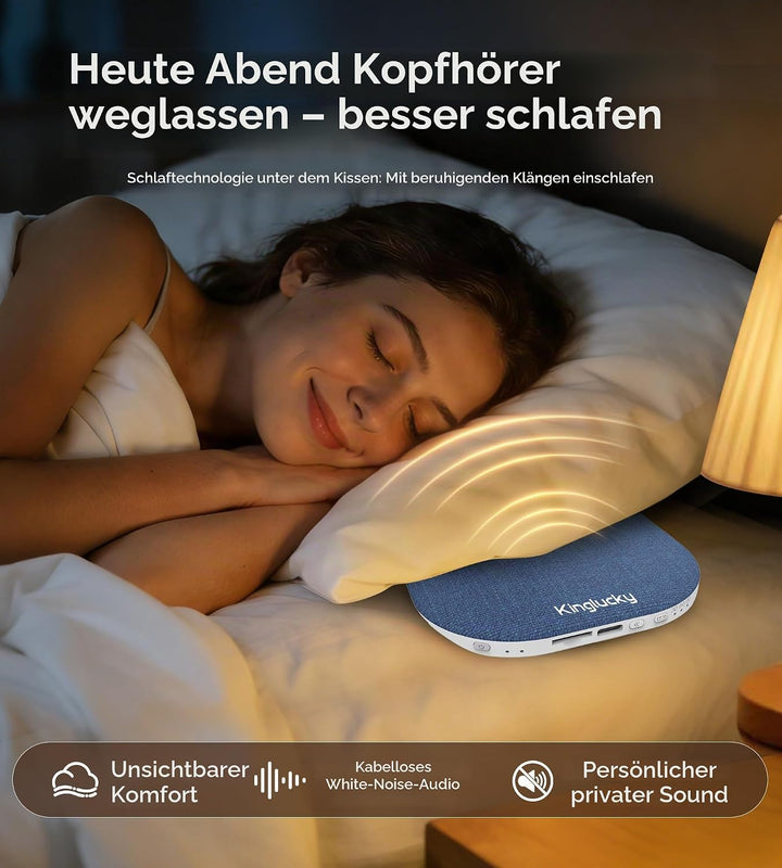 King Lucky Kissen Lautsprecher Bluetooth Klein Regengeräusche zum Einschlafen – Mini Schlaflautsprec