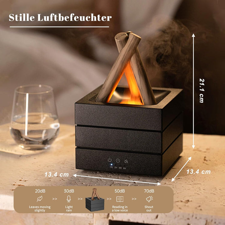 Luftbefeuchter, 280ml Flammen Duft Diffuser, Aufladbarer Luftbefeuchter mit Farbiges Licht, Drei Gan