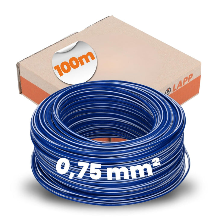 100 Meter Lapp 4510922 H05V-K 0,75 mm² dunkelblau-weiss I Verdrahtungsleitung I Aderleitung flexibel