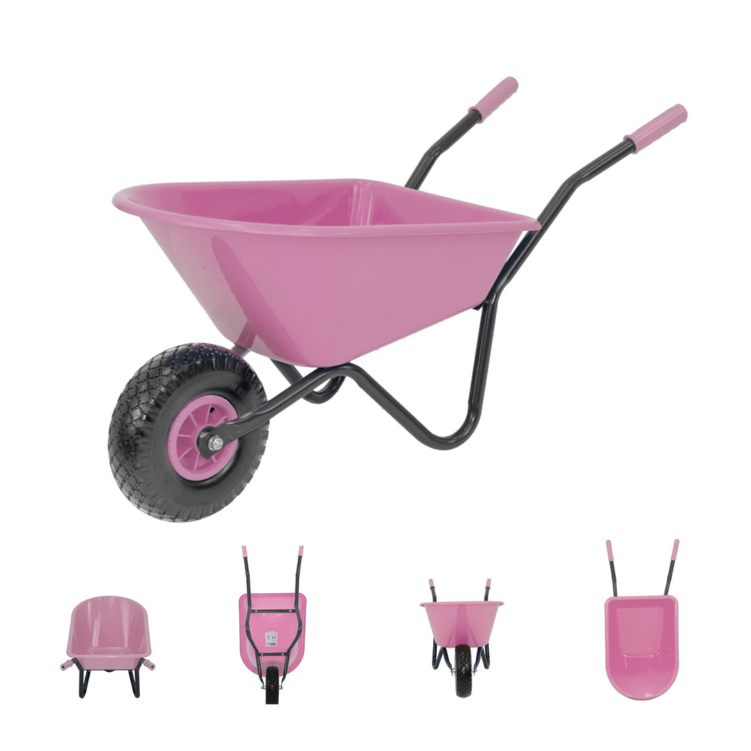 Kinderschubkarre Uni 40 kg Traglast 3,6 kg Stahl Kunststoff rosa Vollgummirad Schiebkarre Garten Uni