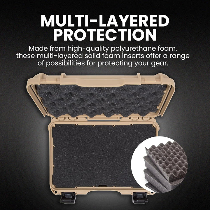 Nanuk 909 Wasserdichter Hartschalenkoffer Mit Plüschschaumeinlage - Braun Tan Würfelförmiger Schaums