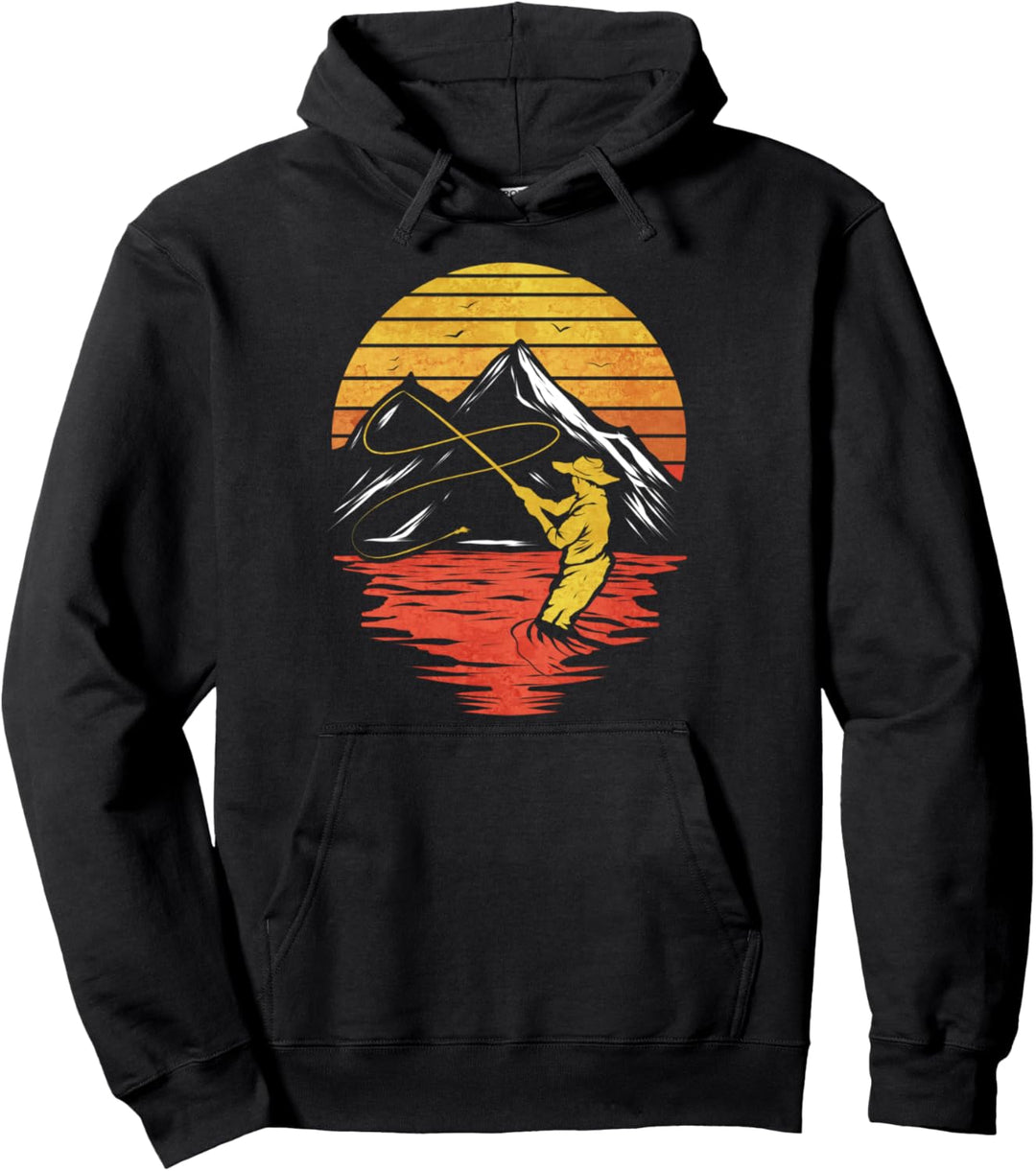 Angler Geschenk zum Angeln Retro Vintage Fliegenfischen Pullover Hoodie
